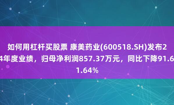 如何用杠杆买股票 康美药业(600518.SH)发布2024年度业绩，归母净利润857.37万元，同比下降91.64%