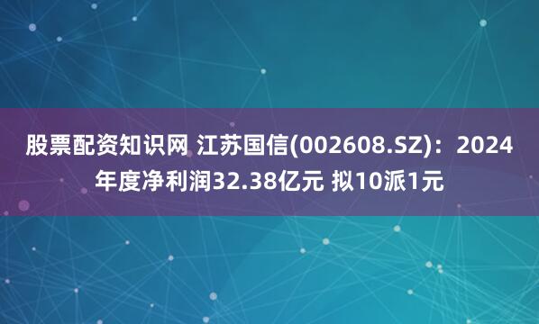 股票配资知识网 江苏国信(002608.SZ)：2024年度净利润32.38亿元 拟10派1元