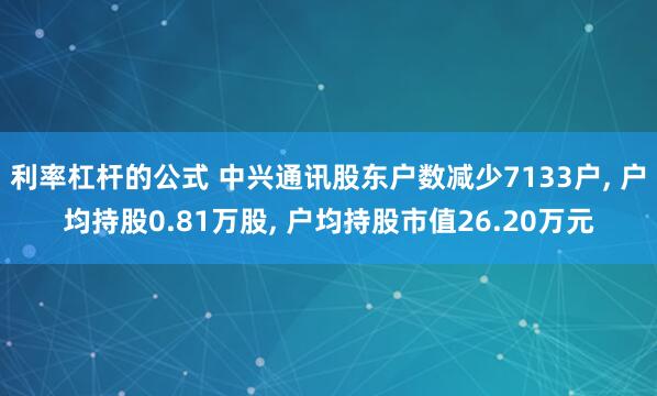 利率杠杆的公式 中兴通讯股东户数减少7133户, 户均持股0.81万股, 户均持股市值26.20万元